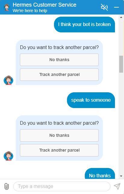 hermes parcels chat bot.